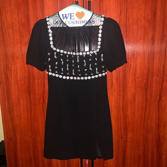 Self-Portrait Embellished Puff Sleeve Mini Dress - Picture 3 of 7